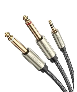 Cap Audio 3 5mm Ugreen 10612 AV125 ra 2 dau 6 5mm dai 0 5M ma vang