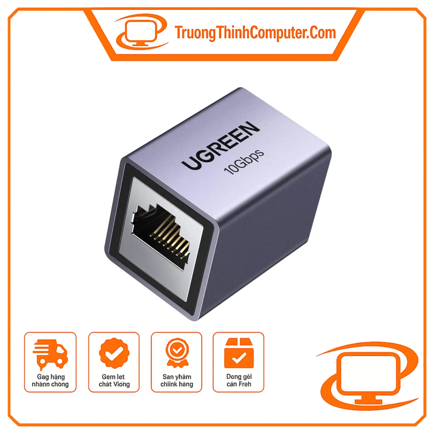 Đầu nối RJ45 Ugreen 15117 NW261 Cat7 10Gbps vỏ nhôm màu ghi
