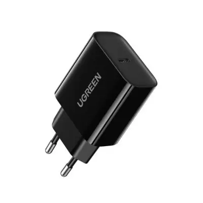 Củ sạc Ugreen 10191 CD137 USB-C PD 20W màu đen chân EU
