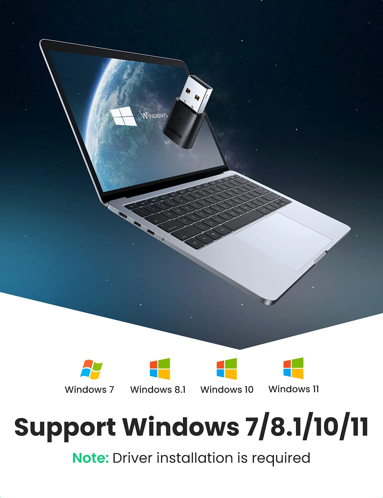 USB Bluetooth Ugreen 80889 Bluetooth 5.0 cho máy tính Windows