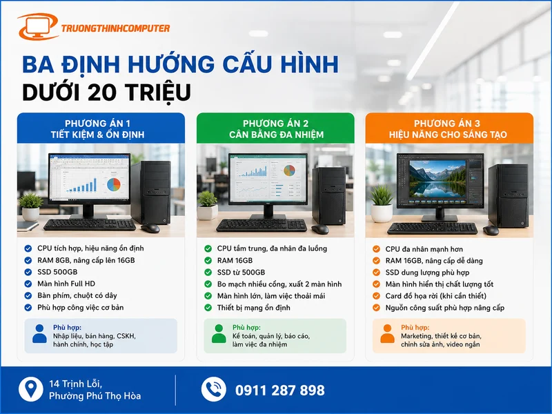 Ba định hướng cấu hình trong ngân sách dưới 20 triệu