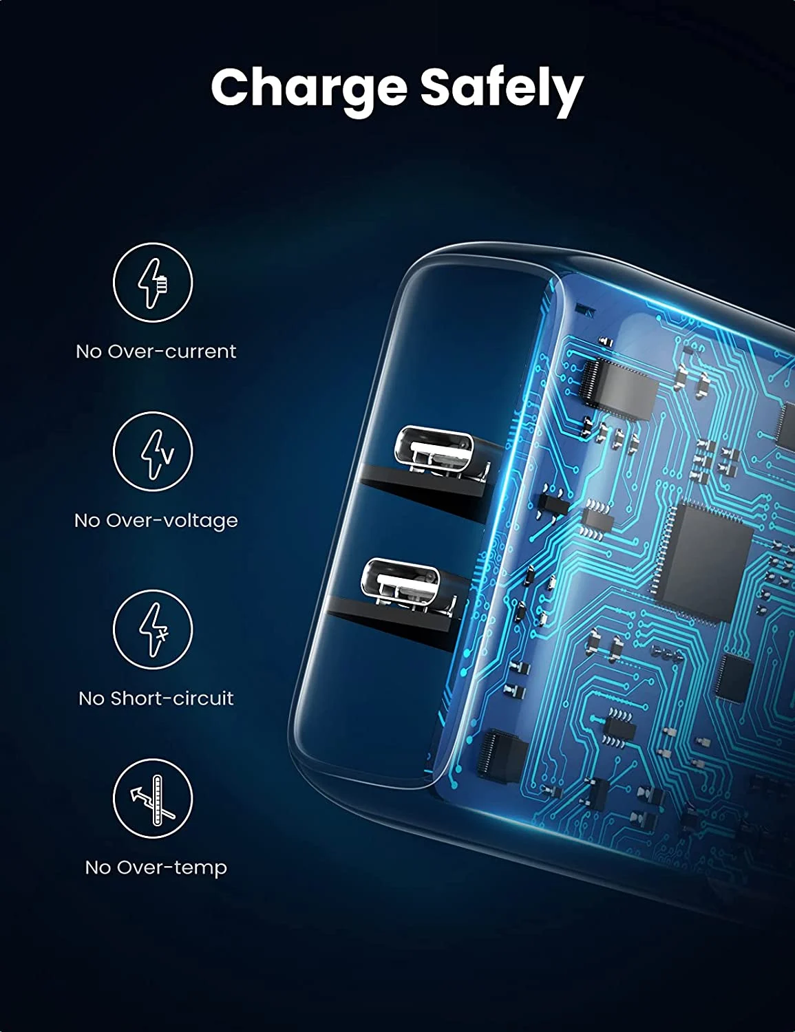 Củ sạc Ugreen 10342 40W 2 cổng USB-C PD màu trắng chân US