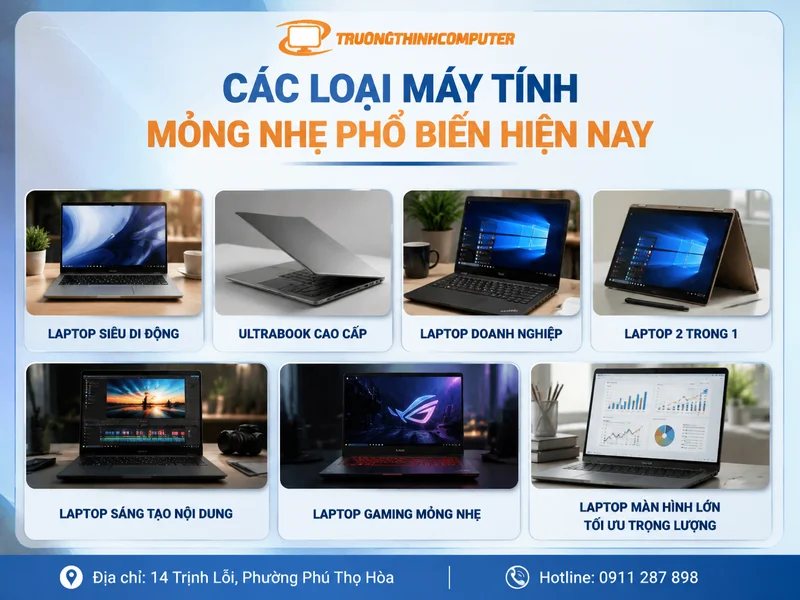 Các loại máy tính mỏng nhẹ phổ biến hiện nay
