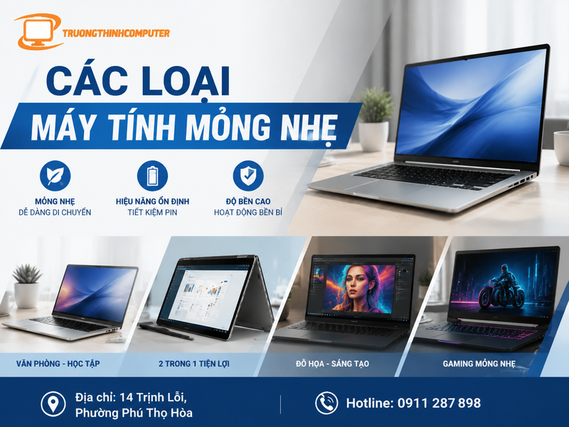 Các loại máy tính mỏng nhẹ