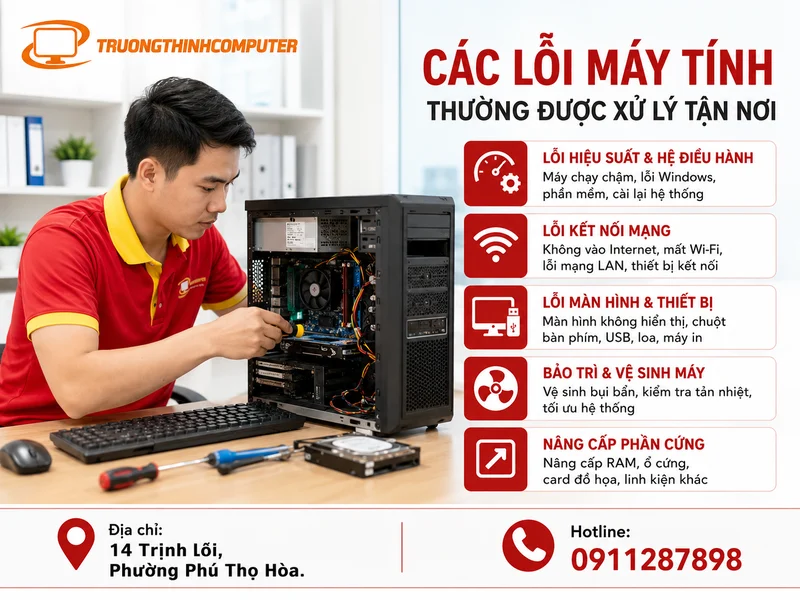 Các lỗi máy tính thường được kỹ thuật viên xử lý tận nơi tại Quận 11