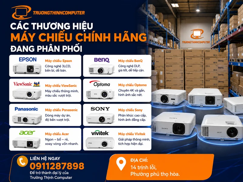 Các thương hiệu máy chiếu chính hãng đang phân phối