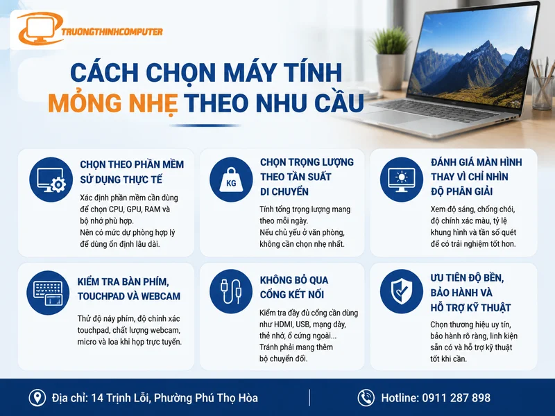 Cách chọn các loại máy tính mỏng nhẹ theo nhu cầu