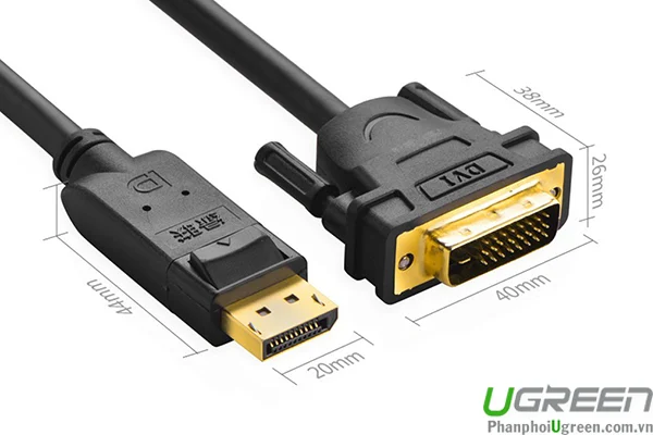 Cáp DisplayPort sang DVI Ugreen 10222 dài 3m có chipset