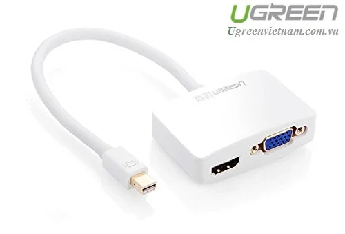 Bộ chuyển Mini DisplayPort sang HDMI VGA Ugreen 10427 MD108 màu trắng