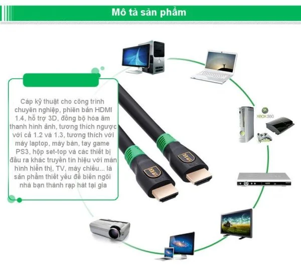 Cáp HDMI sang DIN 19P Ugreen 10289 HD125 dài 15M