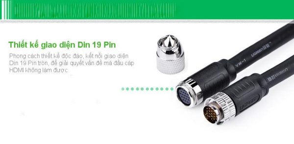 Cáp HDMI sang DIN 19P Ugreen 10289 HD125 dài 15M