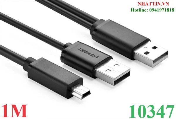 Cáp Mini USB Ugreen 10347 USB 2.0 dài 1m hỗ trợ nguồn