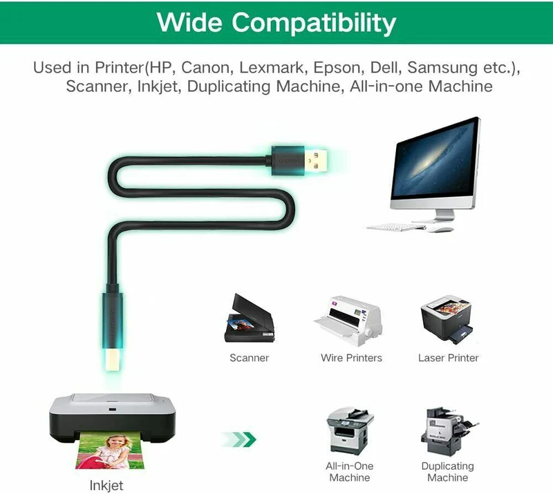 Cáp máy in Ugreen 10374 USB 2.0 dài 10m có IC khuếch đại
