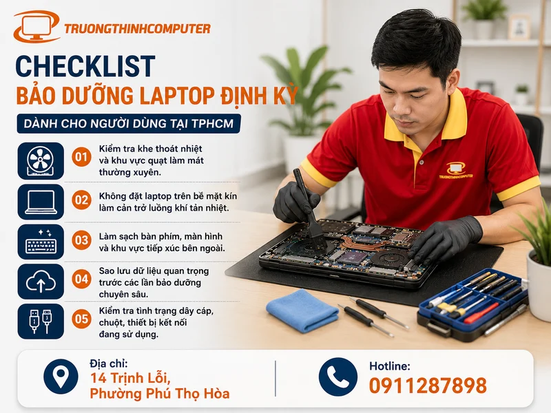 Checklist bảo dưỡng laptop định kỳ dành cho người dùng tại TPHCM