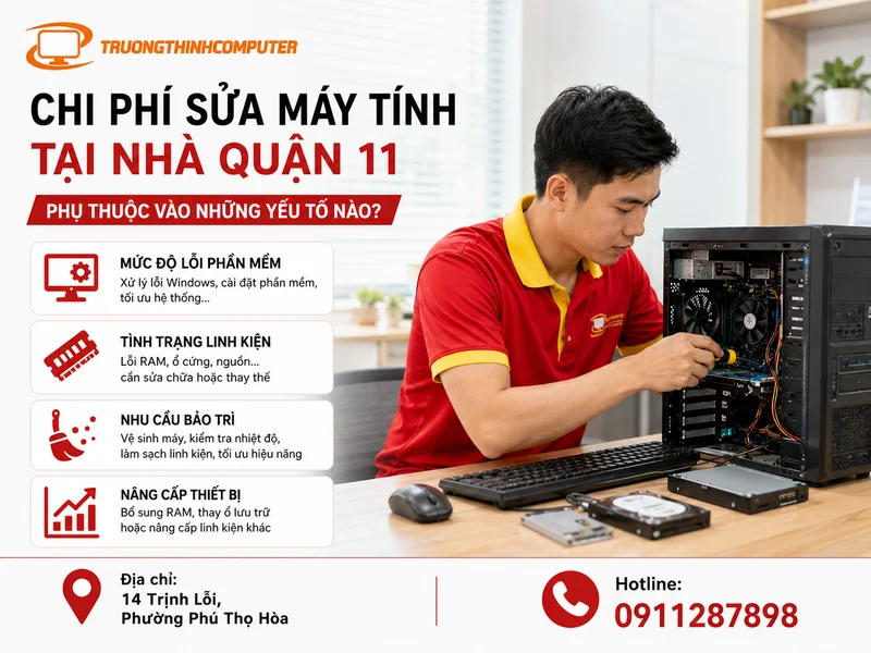Các lỗi máy tính thường được kỹ thuật viên xử lý tận nơi tại Quận 11