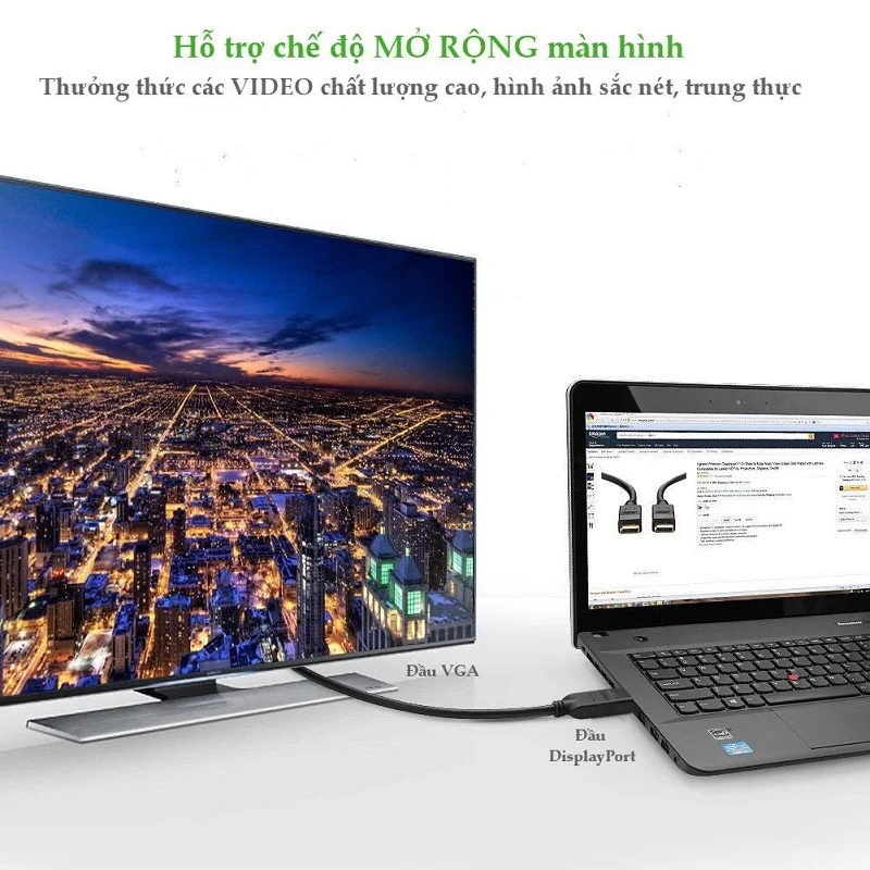 Cáp DisplayPort sang VGA Ugreen 10246 dài 1m Full HD