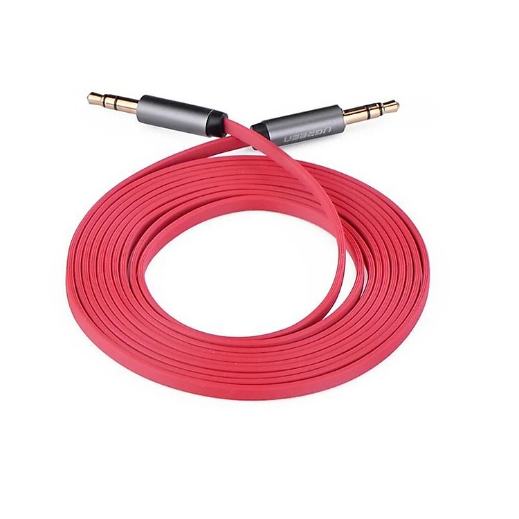 Cáp Audio 3.5mm Ugreen 10794 AV119 dẹt mạ vàng TPE đỏ 2M