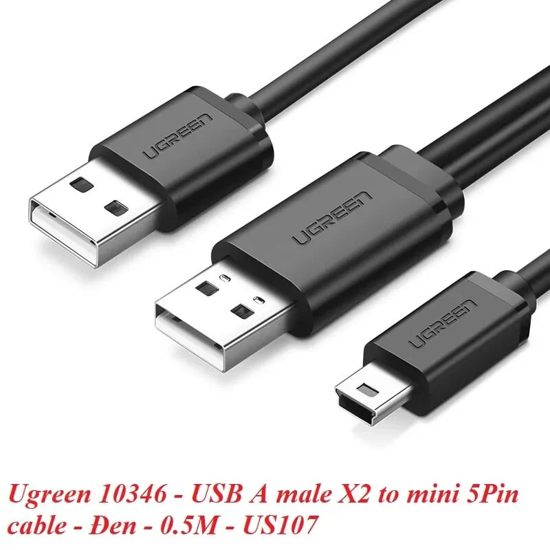 Cáp Micro USB Ugreen 10346 US107 0.5m trợ nguồn