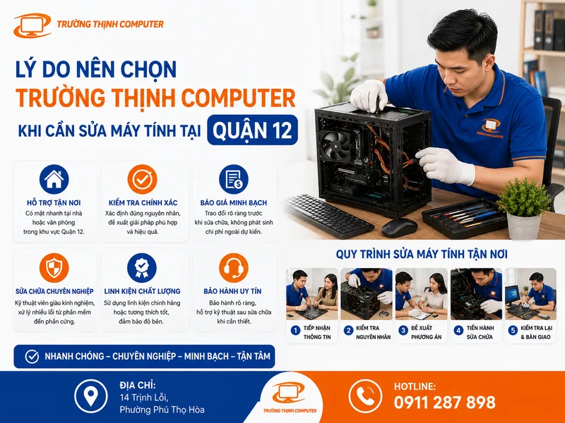 Lý do nên chọn TRƯỜNG THỊNH COMPUTER khi cần sửa máy tính tại Quận 12