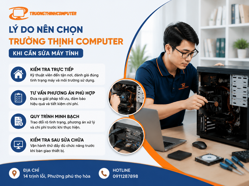 Lý do nên chọn TRƯỜNG THỊNH COMPUTER khi cần sửa máy tính
