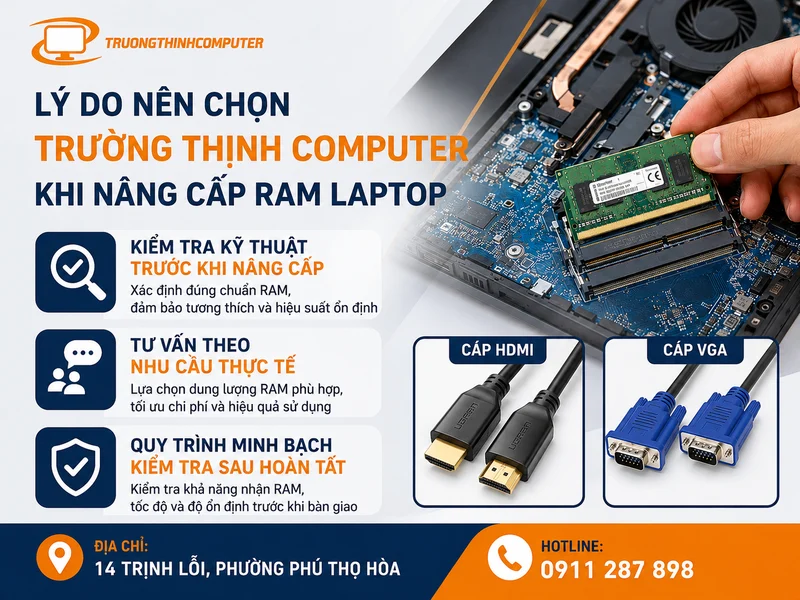 Lý do nên chọn TRƯỜNG THỊNH COMPUTER khi nâng cấp RAM laptop