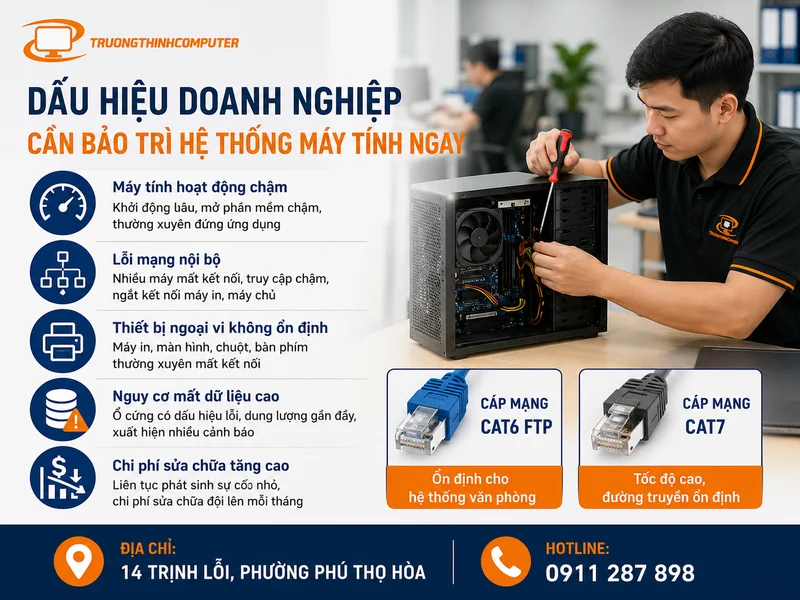 Những dấu hiệu cho thấy doanh nghiệp cần bảo trì hệ thống máy tính ngay