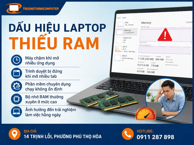 Những dấu hiệu laptop bị giới hạn hiệu suất do thiếu RAM