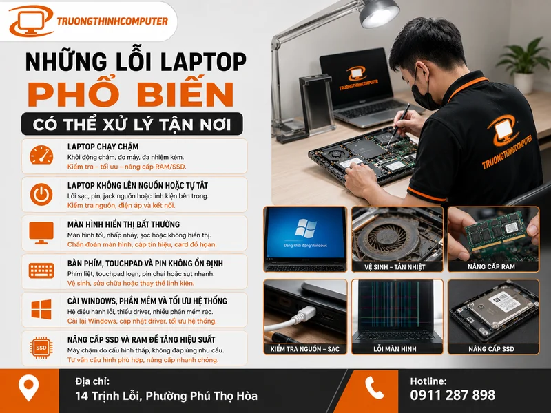 Những lỗi laptop phổ biến có thể xử lý tận nơi