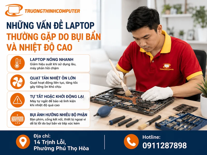 Những vấn đề laptop thường gặp do bụi bẩn và nhiệt độ cao
