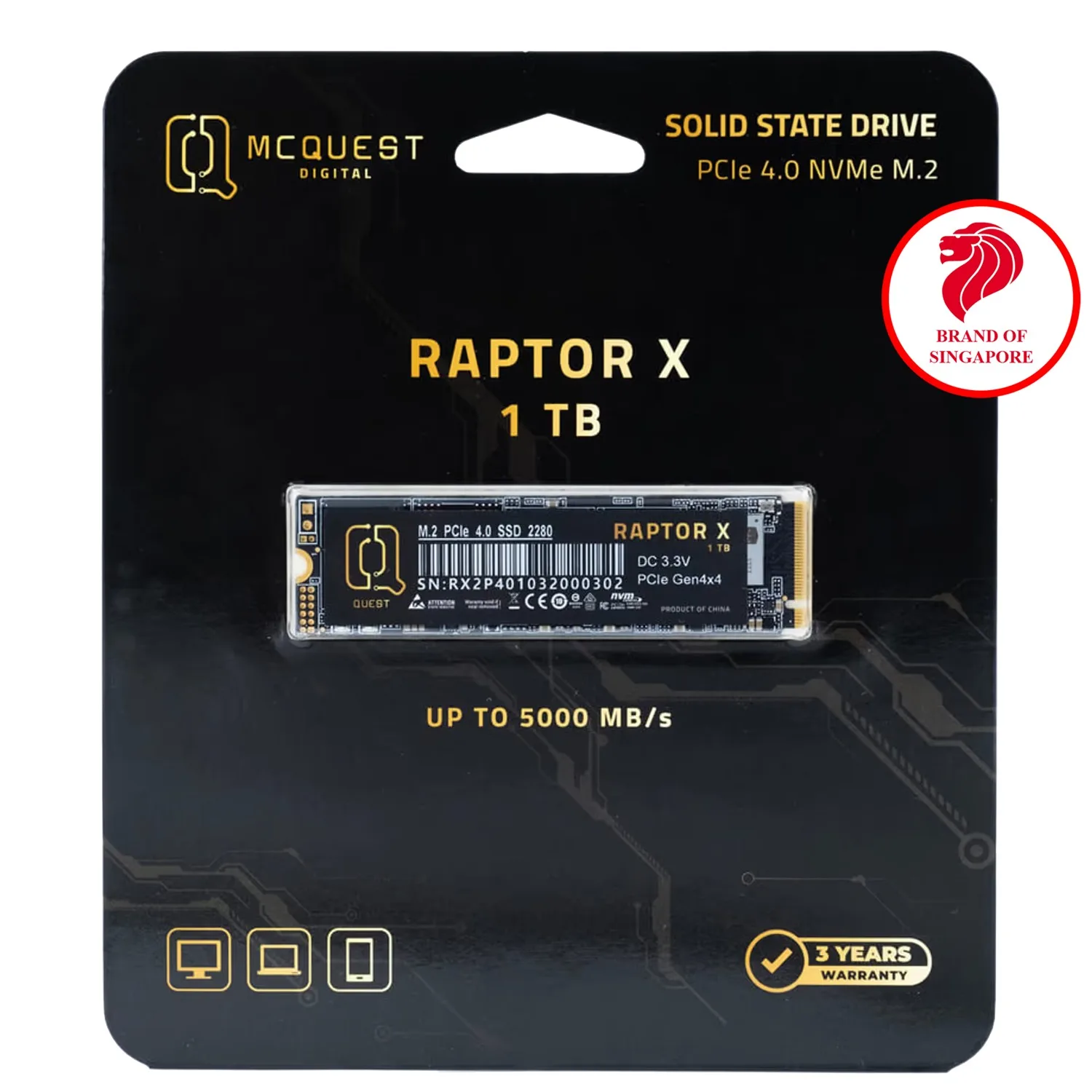 SSD MCQuest Raptor X 512GB M.2 NVMe PCIe Gen4