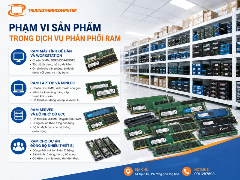 Phạm vi sản phẩm trong dịch vụ phân phối ram