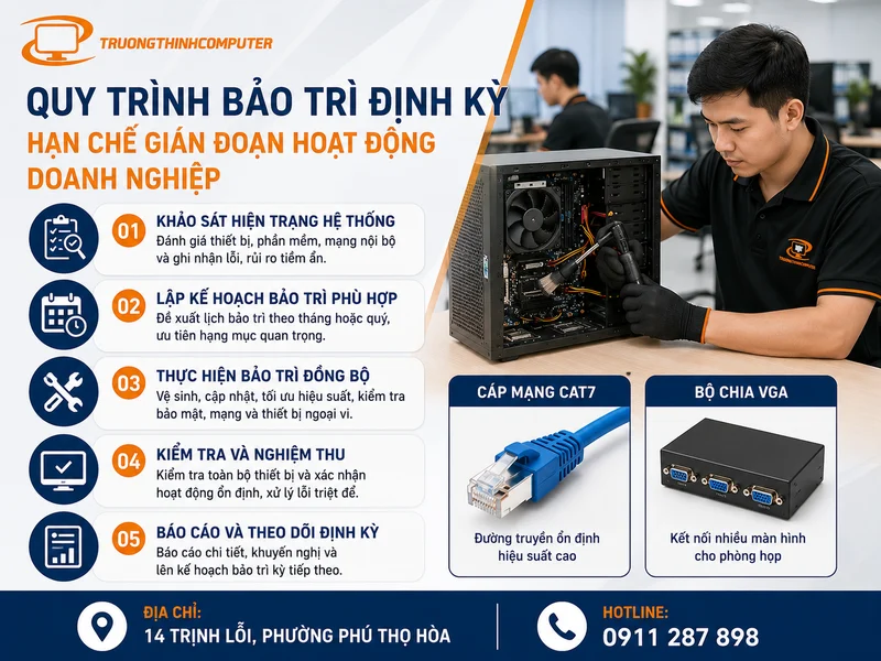 Quy trình bảo trì định kỳ giúp hạn chế gián đoạn hoạt động doanh nghiệp