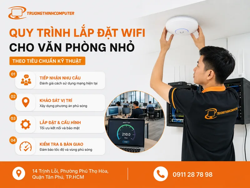 Quy trình lắp đặt WiFi cho văn phòng nhỏ theo tiêu chuẩn kỹ thuật