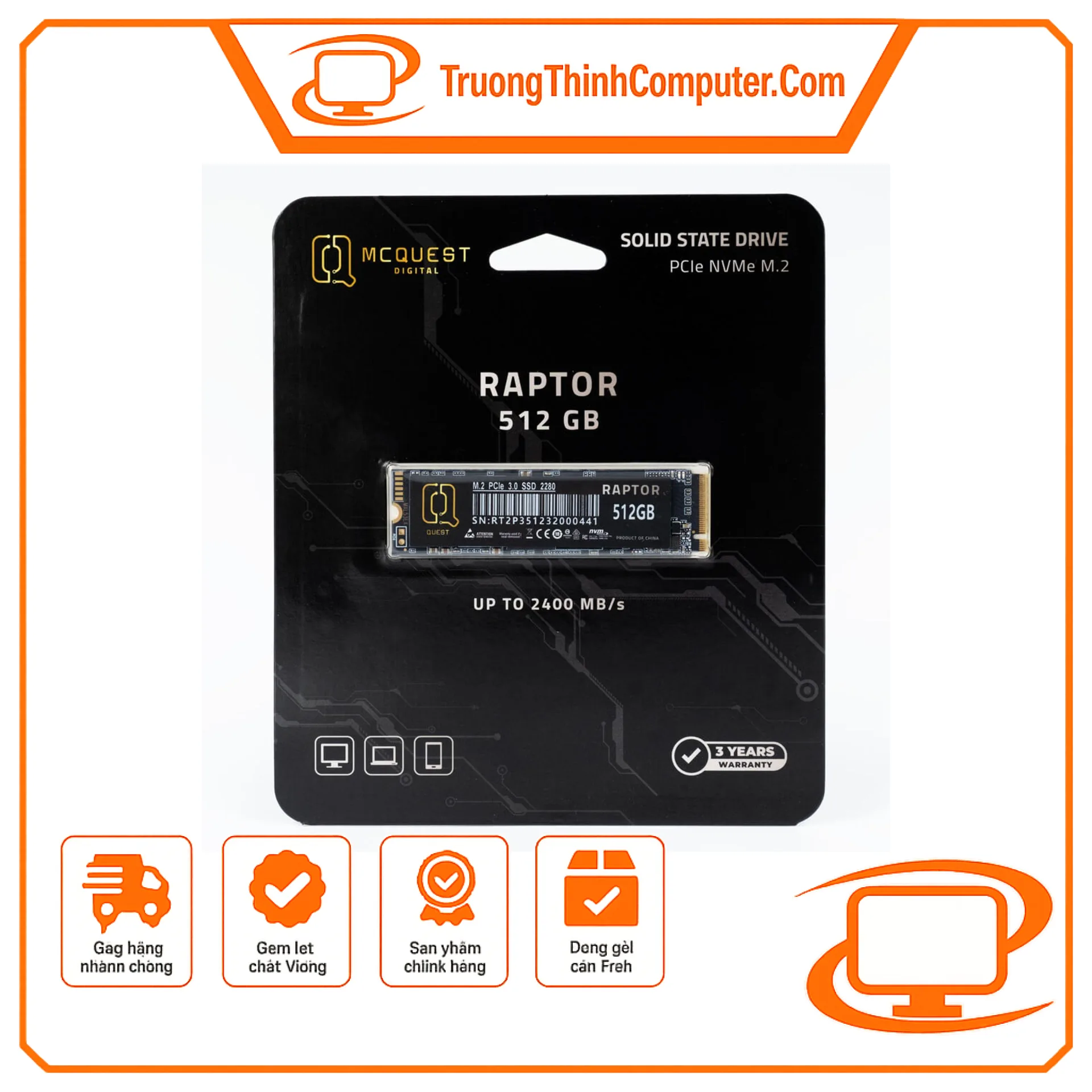 SSD MCQuest Raptor 512GB M.2 NVMe PCIe Gen3