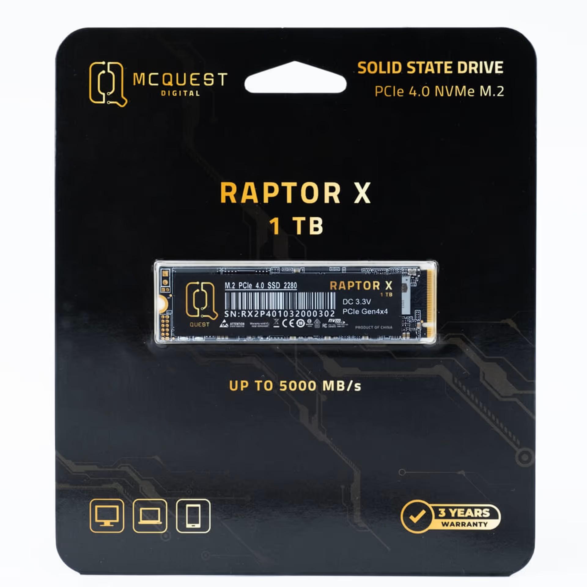 SSD MCQuest Raptor X 1TB M.2 NVMe PCIe Gen4