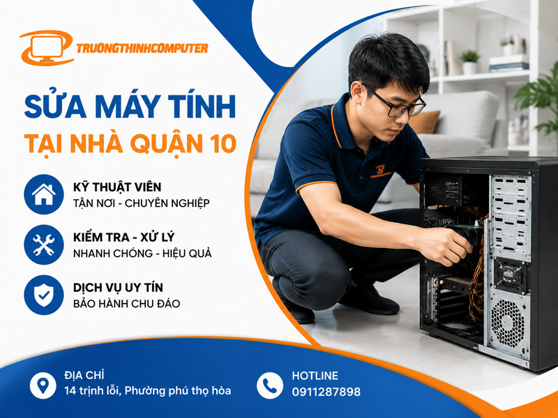 Sửa máy tính tại nhà Quận 10 – Kiểm tra tận nơi, xử lý nhanh