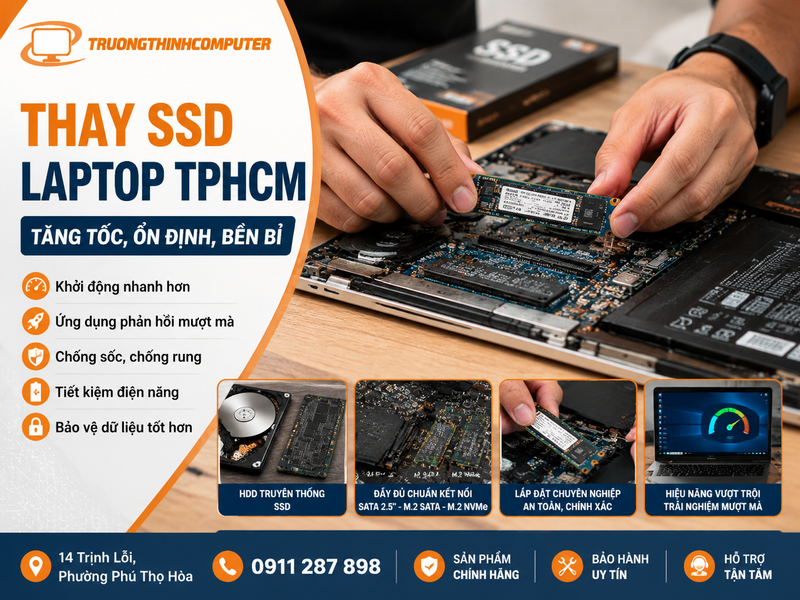 Thay SSD laptop TPHCM là gì và khi nào nên nâng cấp ổ cứng?