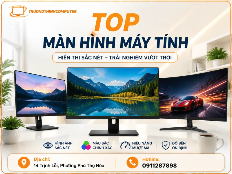 Top màn hình máy tính 2026: Cách chọn đúng model, phụ kiện và dịch vụ lắp đặt