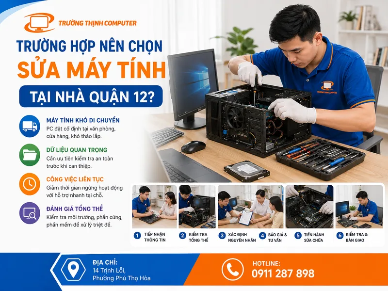 Trường hợp nên chọn dịch vụ sửa máy tính tại nhà Quận 12?