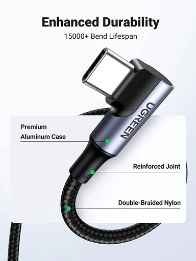 Cáp USB-C Ugreen 10357 100W dài 3M bẻ góc 90 độ