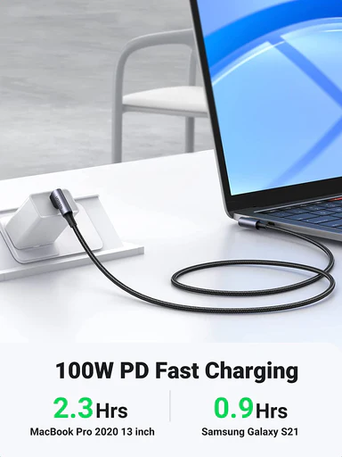 Cáp USB-C Ugreen 10357 100W dài 3M bẻ góc 90 độ