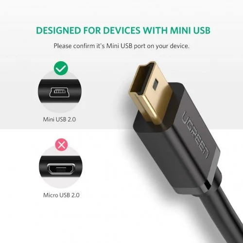 Cáp Mini USB Ugreen 10355 US132 dài 1m USB 2.0 480Mbps