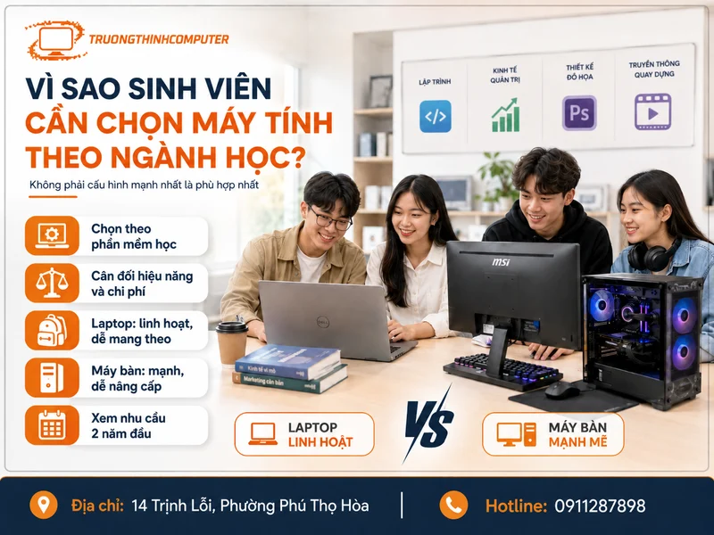Vì sao sinh viên cần chọn máy tính theo ngành học?