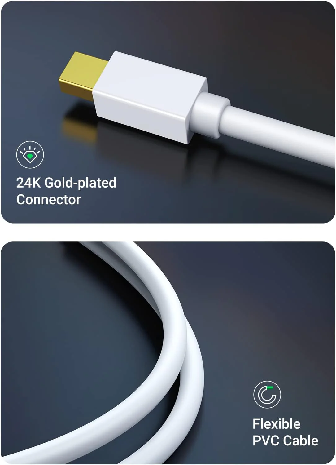 Bộ chuyển Mini DisplayPort sang HDMI VGA Ugreen 10427 MD108 màu trắng