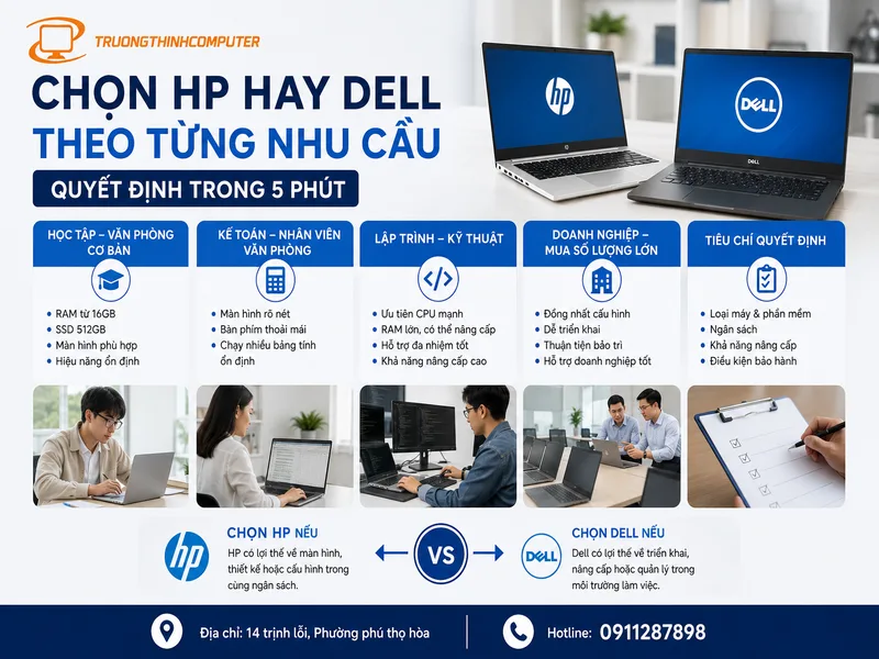 Chọn HP hay Dell theo từng nhu cầu: quyết định trong 5 phút