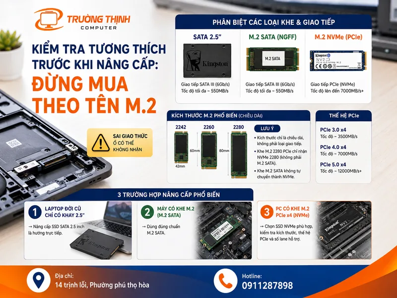 Kiểm tra tương thích trước khi nâng cấp: Đừng mua theo tên M.2
