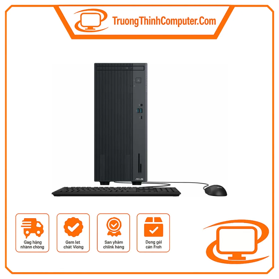 Máy tính để bàn ASUS P500MV Core 3 100U, RAM 8GB DDR5, SSD 256GB, TPM, nguồn 180W, Wi-Fi 6, Bluetooth, Windows 11 Home, kèm bàn phím và chuột, màu xám, bảo hành onsite 2 năm