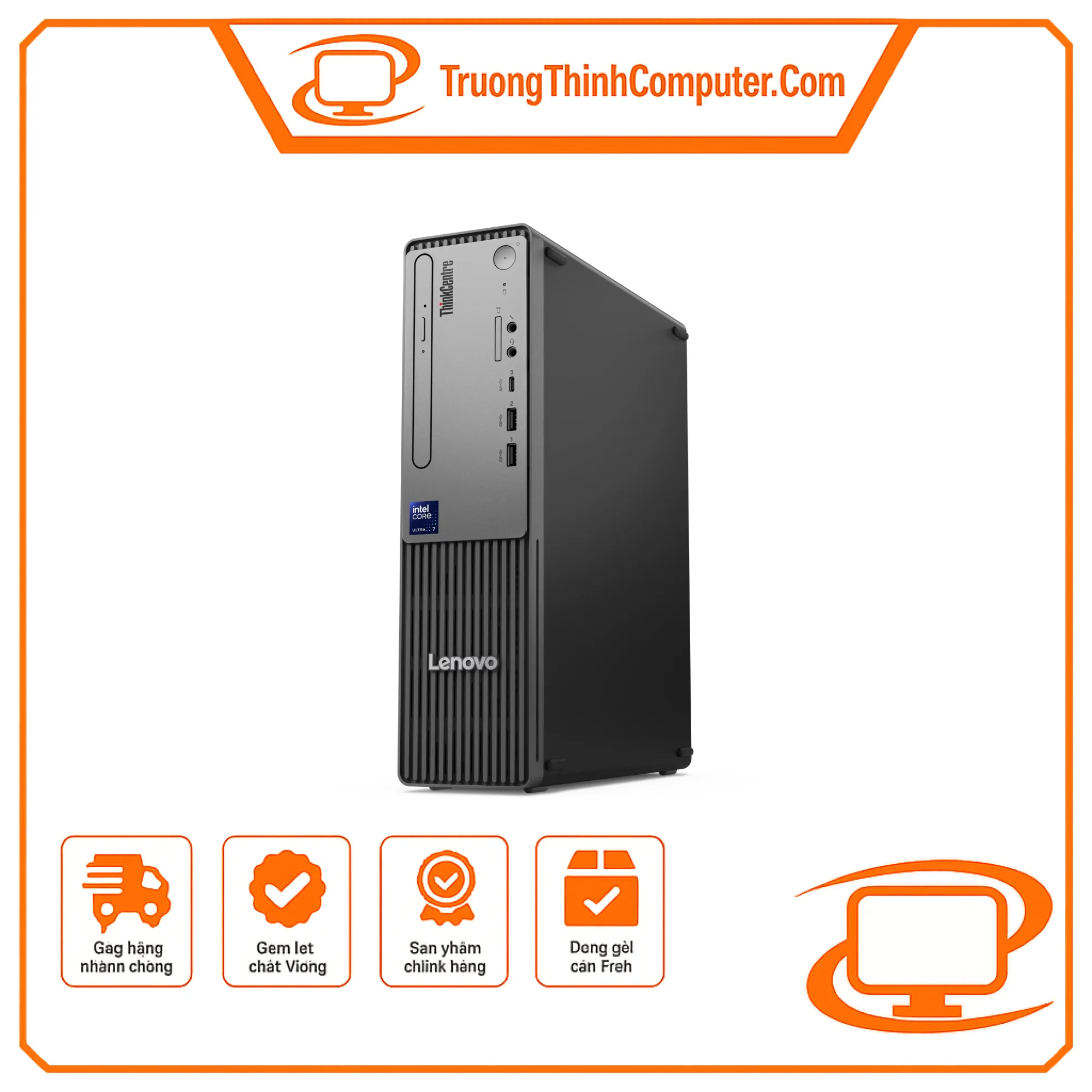 Máy tính để bàn Lenovo ThinkCentre Neo 50s Gen 6 Core Ultra 3 205, RAM 16GB, SSD 512GB, Intel Graphics, Windows 11 Home, kèm bàn phím và chuột, Raven Black, Premier Support 1 năm