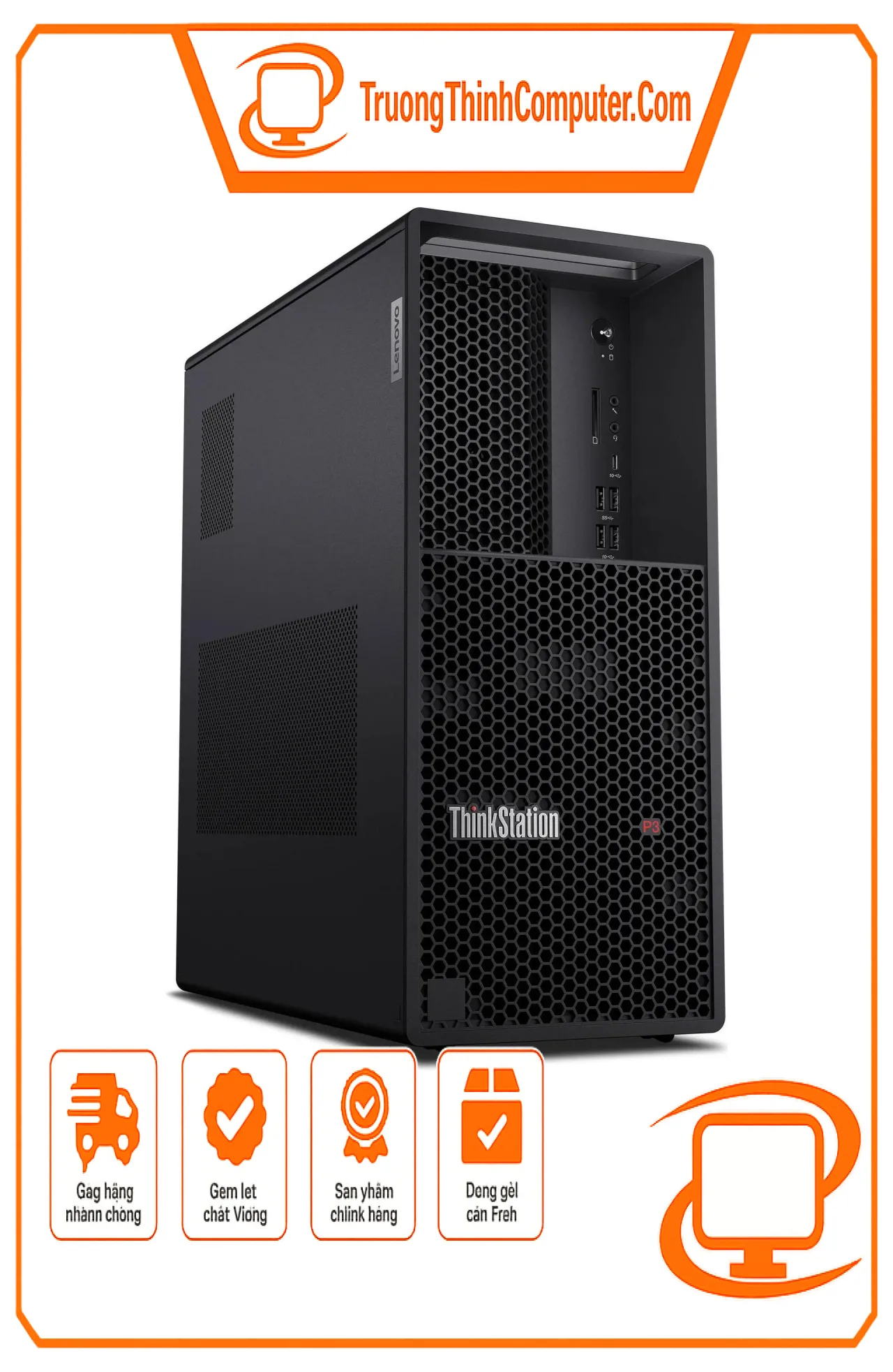 Máy trạm Lenovo ThinkStation P3 Tower Core i7-14700, RAM 16GB, SSD 512GB, NVIDIA T400 4GB, WiFi, Bluetooth