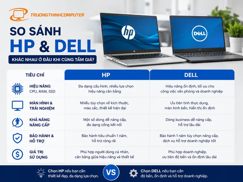 So sánh máy tính hp và dell: HP và Dell khác nhau ở đâu nếu đặt cùng tầm giá?